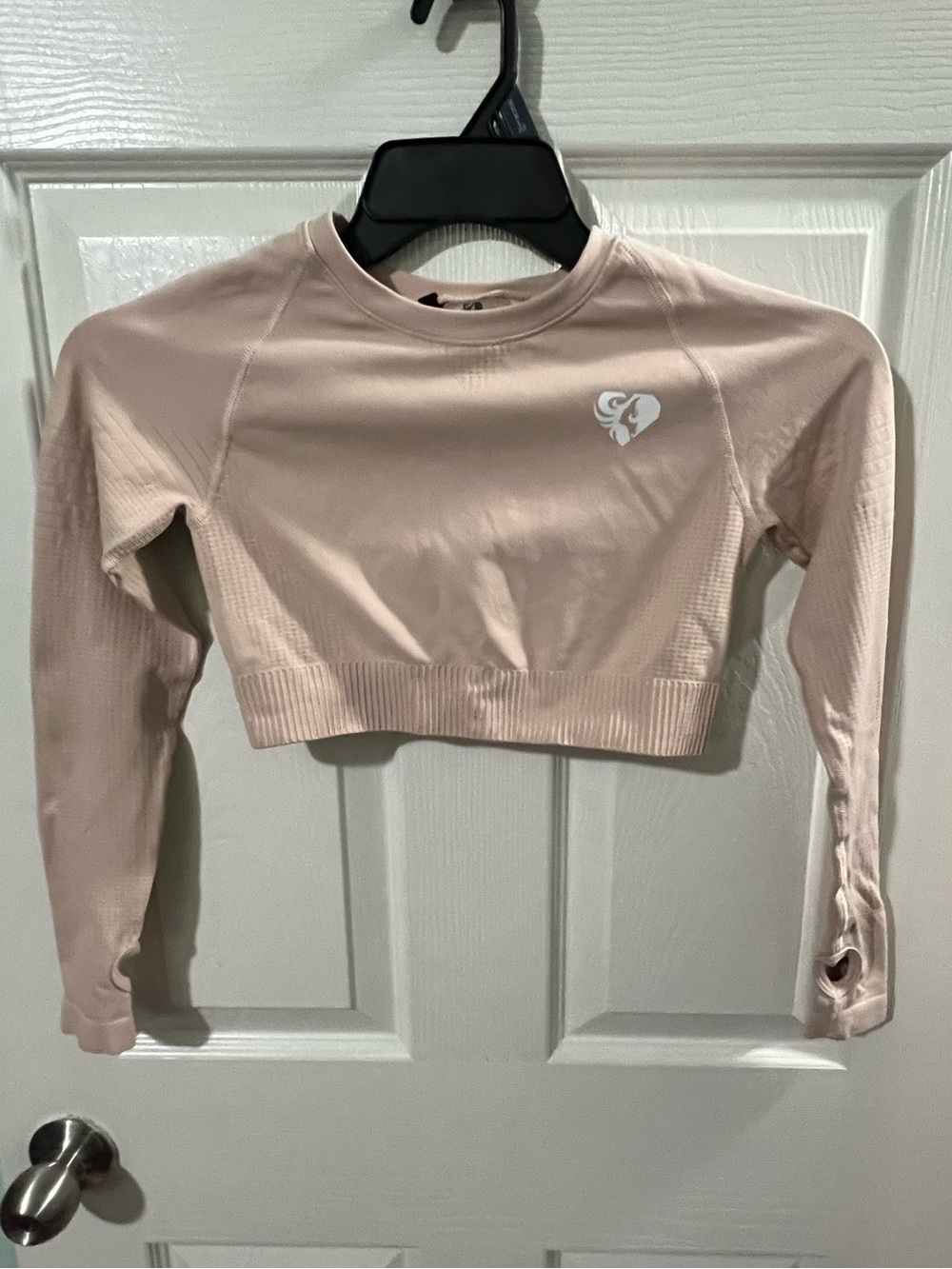 Women’s Best Power Seamless Long Sleeve w thumbholes Crop Top soft pink sz S